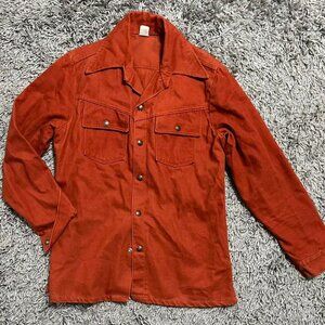 Vintage 70s Burnt Orange Thick Button Up/Shacket Size L